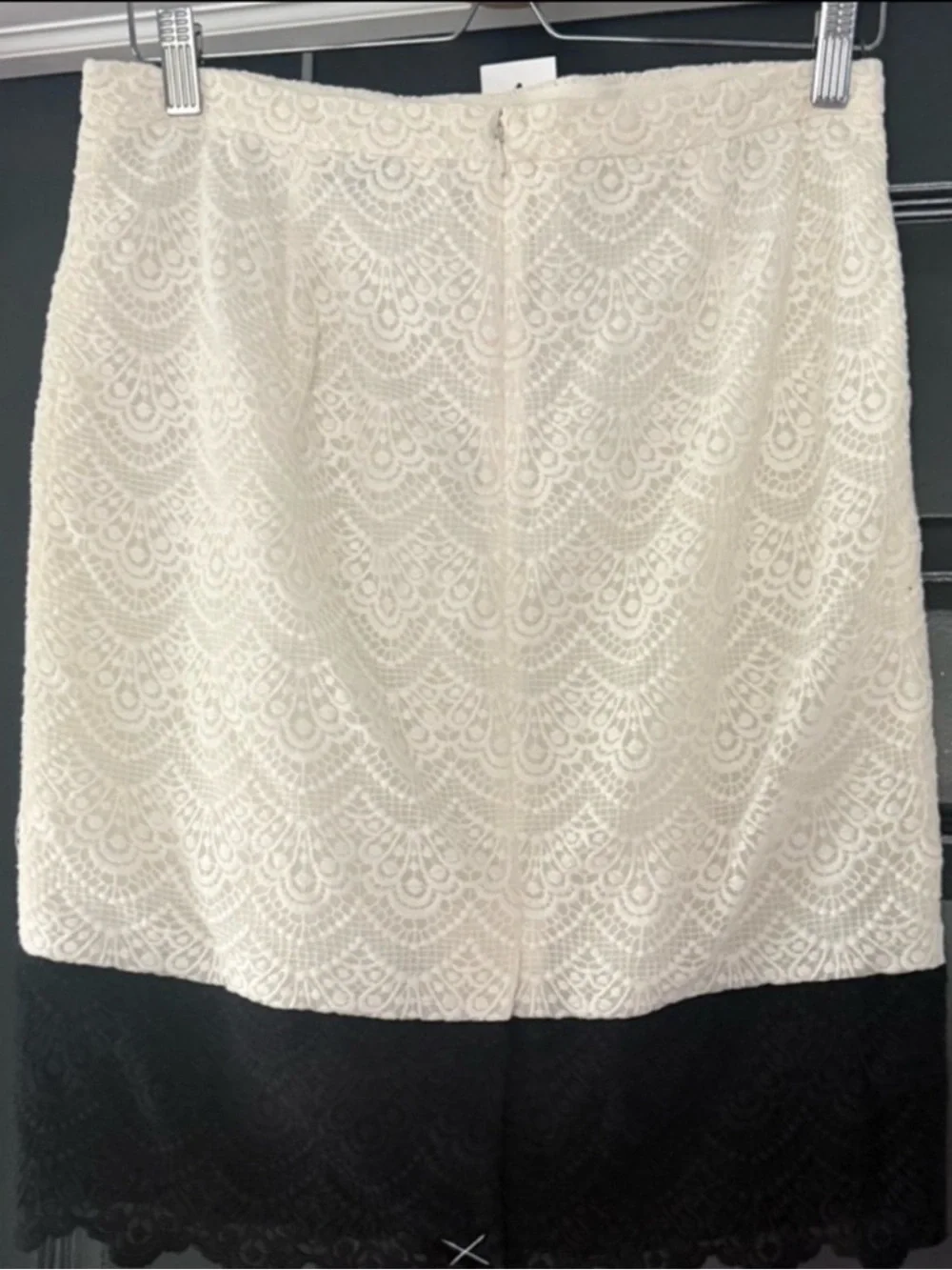 NWT J. Crew White and Black Lace Color Block Pencil Skirt
